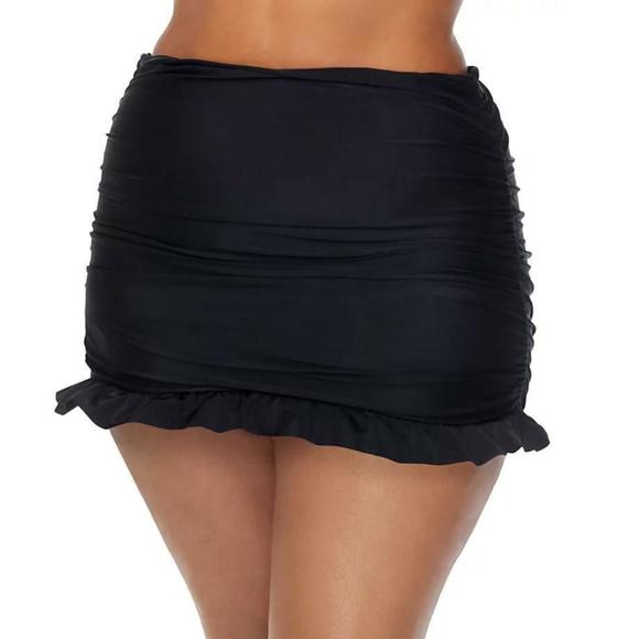 Raisins Curve Women's Trendy Plus Black Echo Ruffled Swim Skirt 22W - Picture 1 of 2